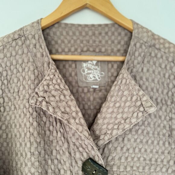 Vintage Produce Company 90s Beige Textured Button-Up Jacket XL Boho Lagenlook EC - Picture 5 of 16